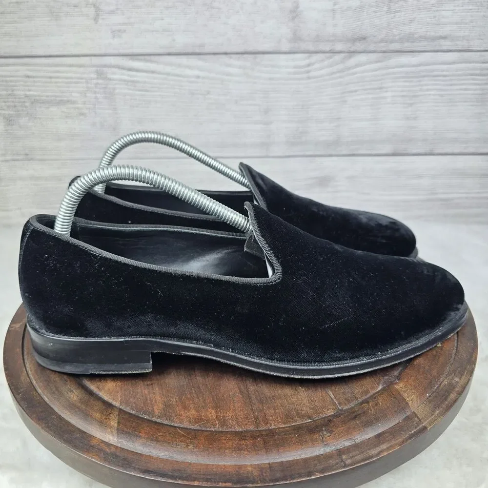 SUITSUPPLY Mens Velour Black Formal Preppy Loafer Shoe Size 41 Made In Italy